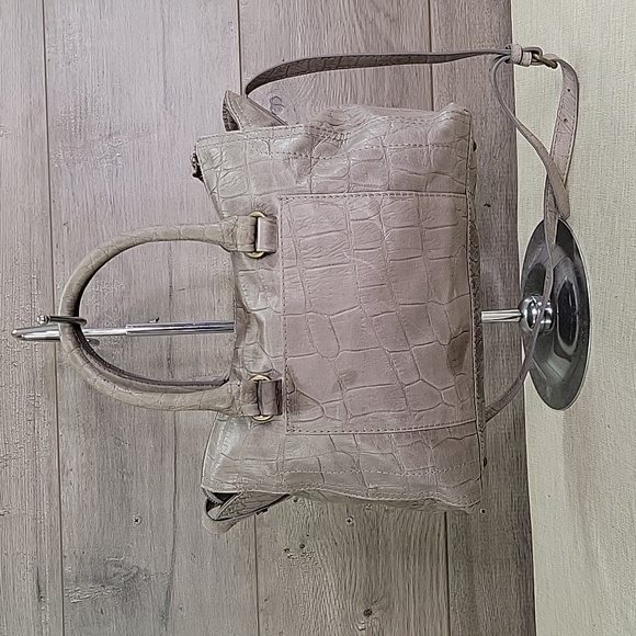 American Leather Co Gray Croc Embossed Shoulder Bag - Picture 4 of 15